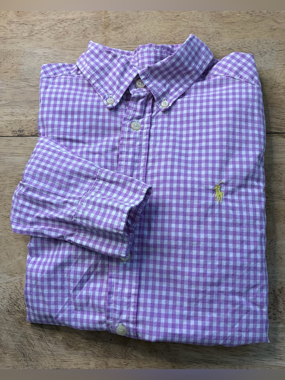 Ralph Lauren Purple Gingham Button Down Boys’ Sz M (10-12)